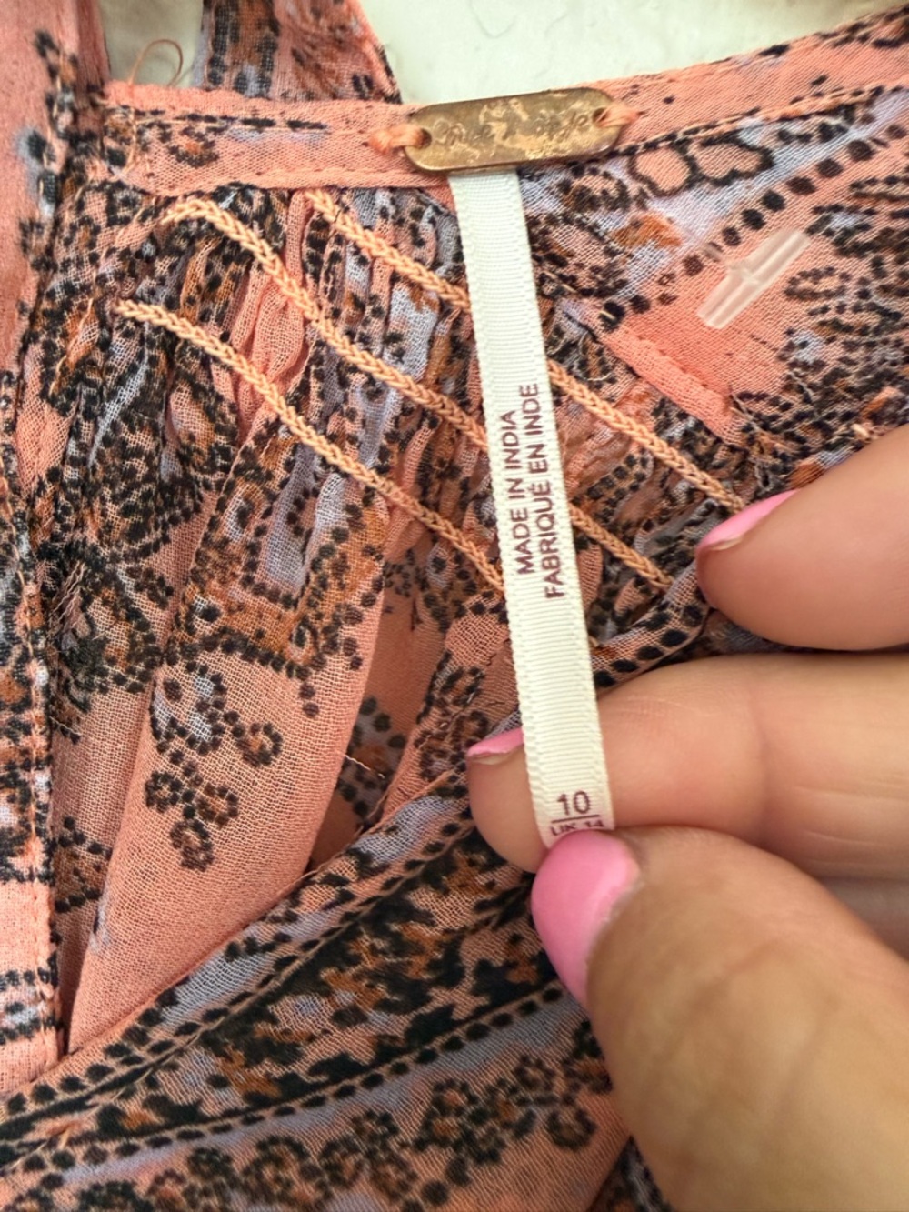 Free People Mirage Boho Printed Maxi Dress in Orange Maxikjole size 10 - Picture 7 of 16